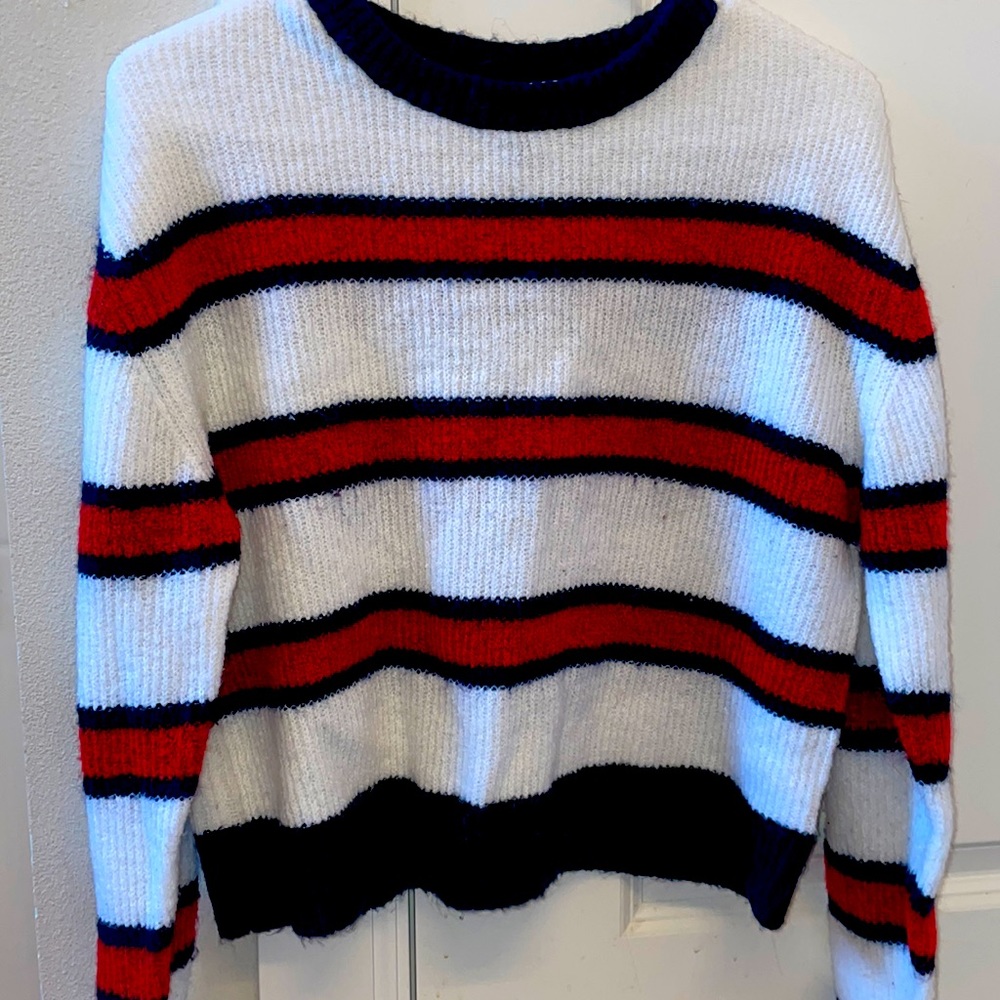Small Divided Red, White and Blue Sweater